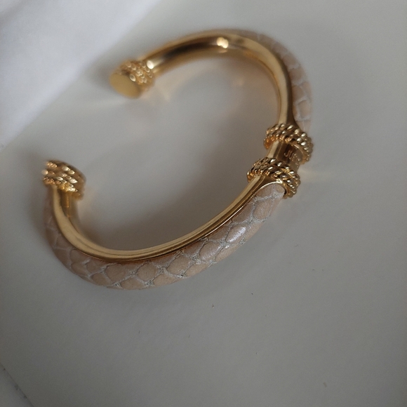 Just Cavalli Snake Skin Bracelet Bangle Cuff Ivory and Gold - Picture 1 of 7
